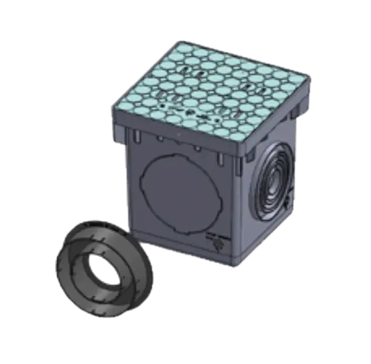 Square Catch Basins are designed for durable water management with high-density polyethylene, offering UV protection and compatibility with various pipe sizes for efficient drainage solutions. حوض التجميع المربع